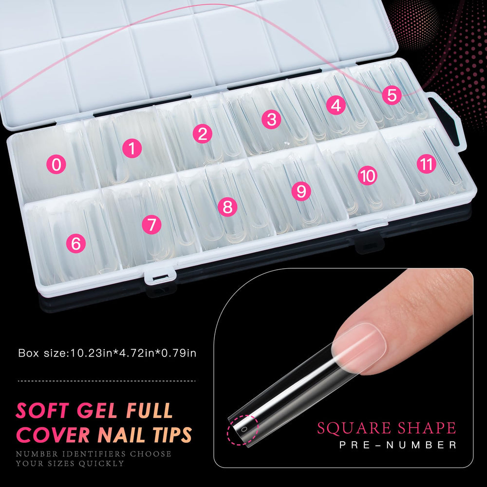 Ranrose long square tips supporting embellishments and rhinestones