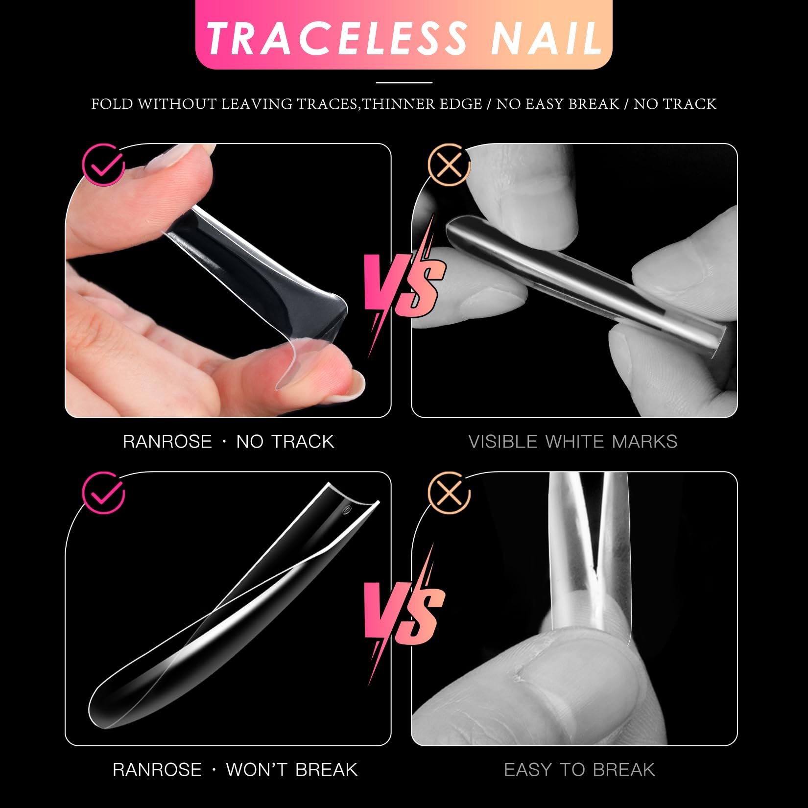 Ranrose professional salon-ready nail tips kit for extensions