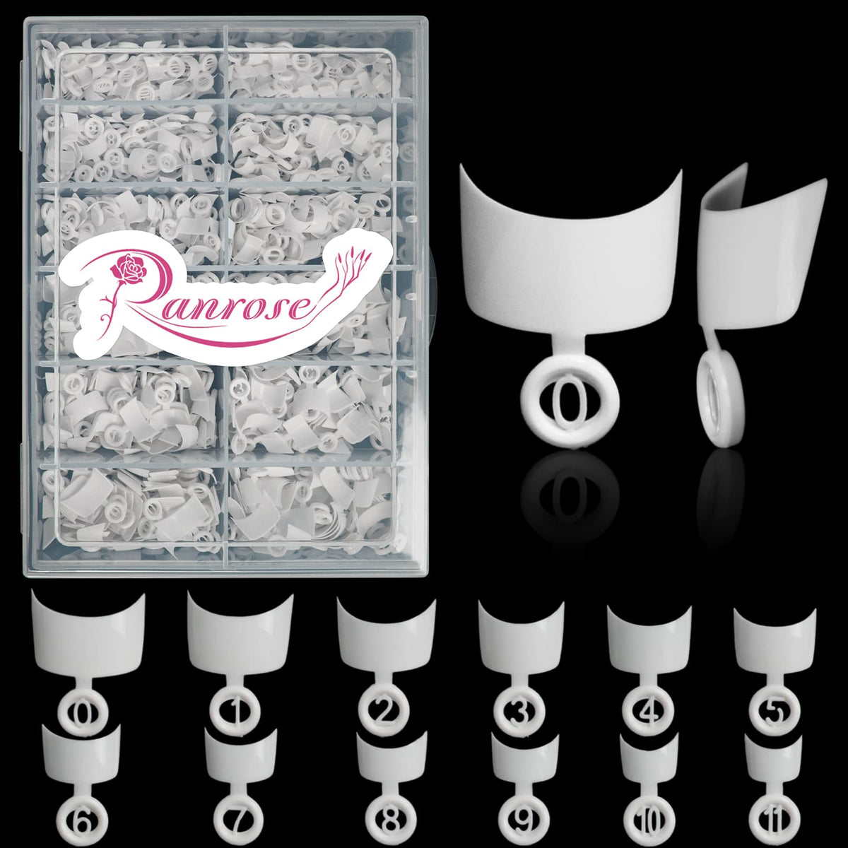 Ranrose short French half-cover nails with white tips for natural everyday look.