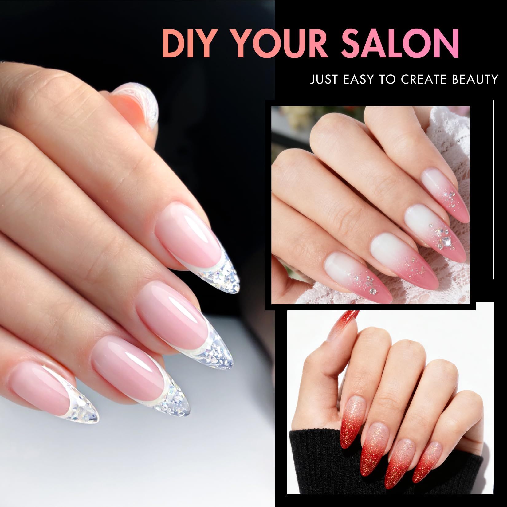 Ranrose soft gel material nail tips deliver natural look with flexible shaping.