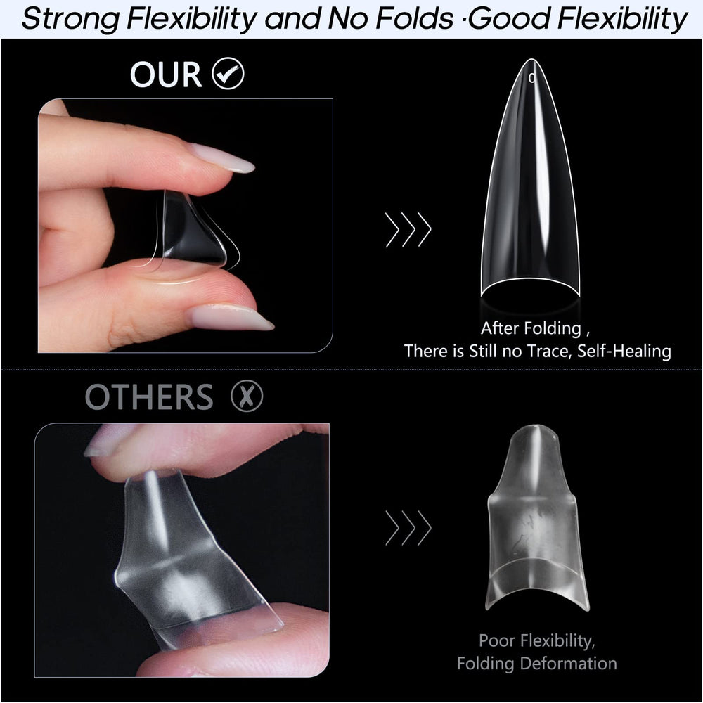 Ranrose soft-gel-tips-stiletto offer ultra-thin comfort for long wear.