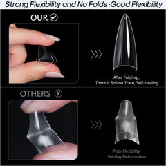 Ranrose soft-gel-tips-stiletto offer ultra-thin comfort for long wear.