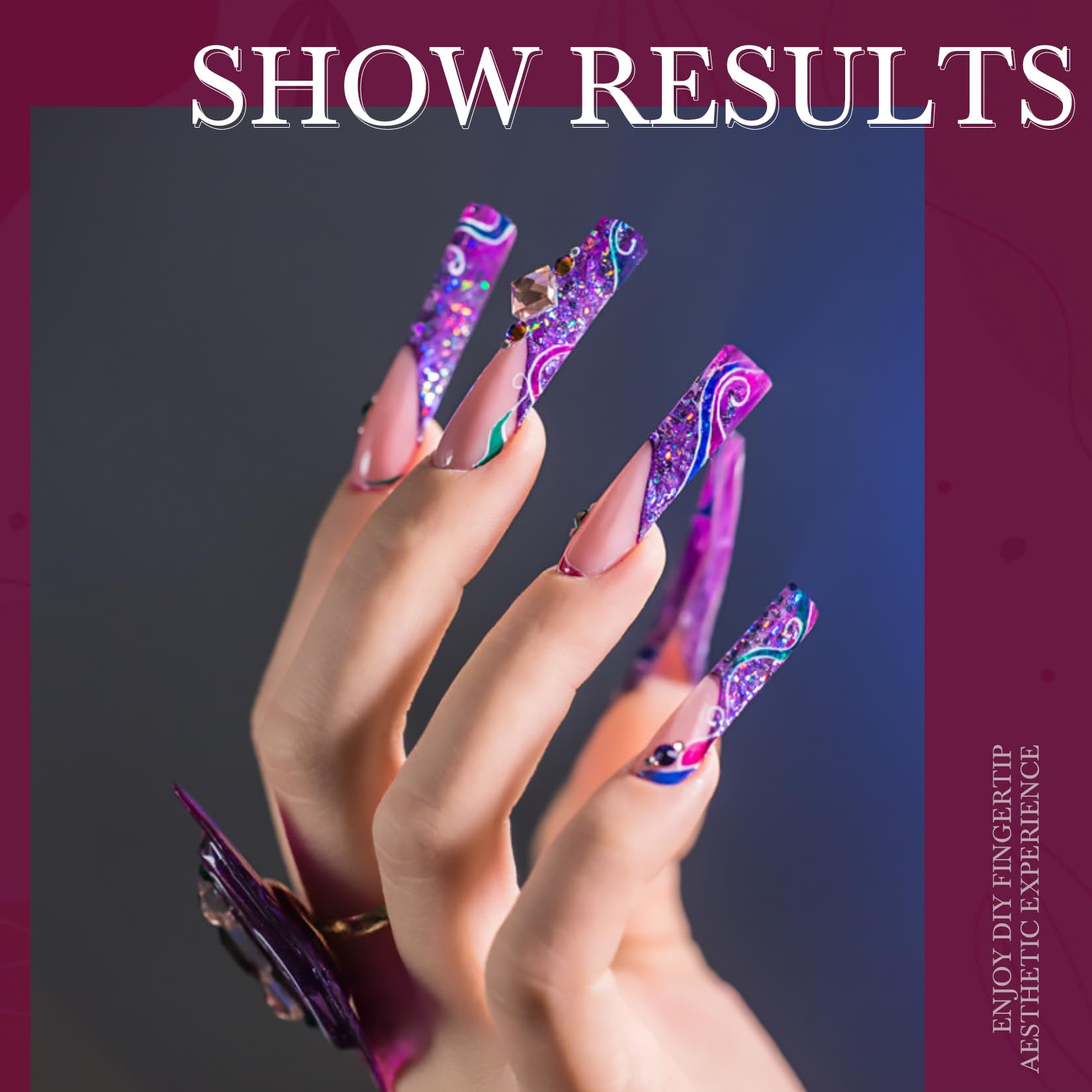 Ranrose tapered-square long design tips with flat top for elegant silhouette.