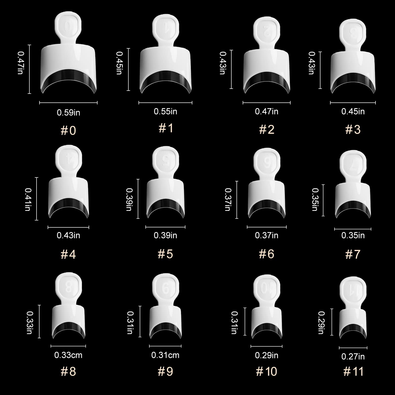 Ranrose twelve sizes short-square nail tips provide precise fitting for many nails.