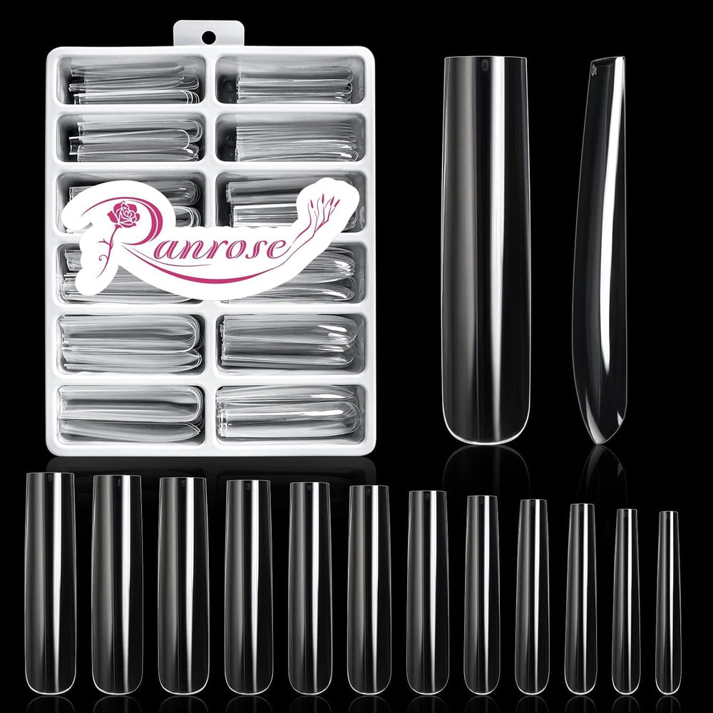Ranrose XXXL clear long square nail tips for quick DIY extensions