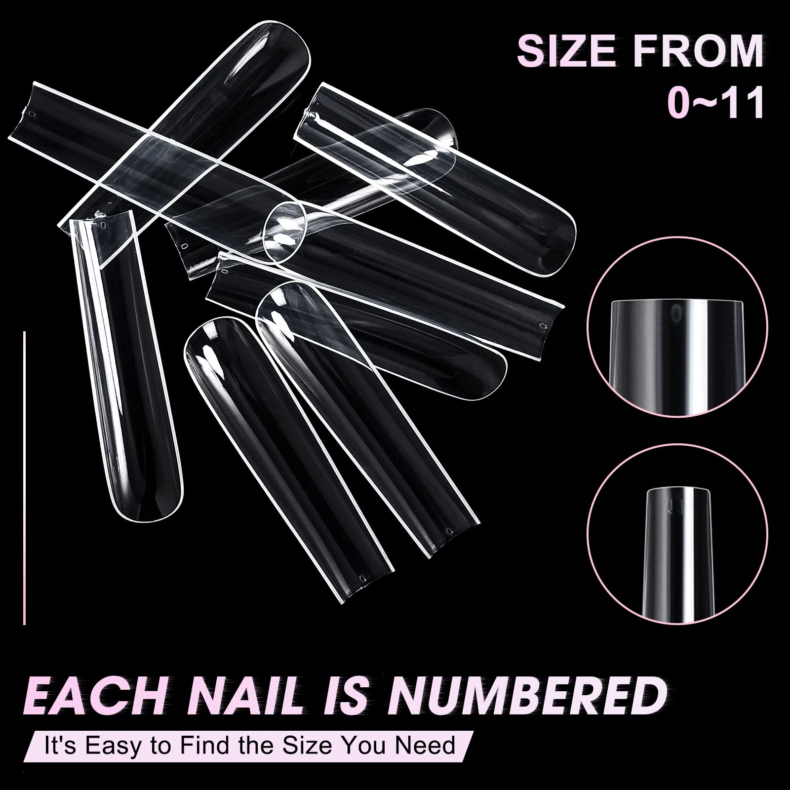 Ranrose XXXL clear nail tips for creative nail designs
