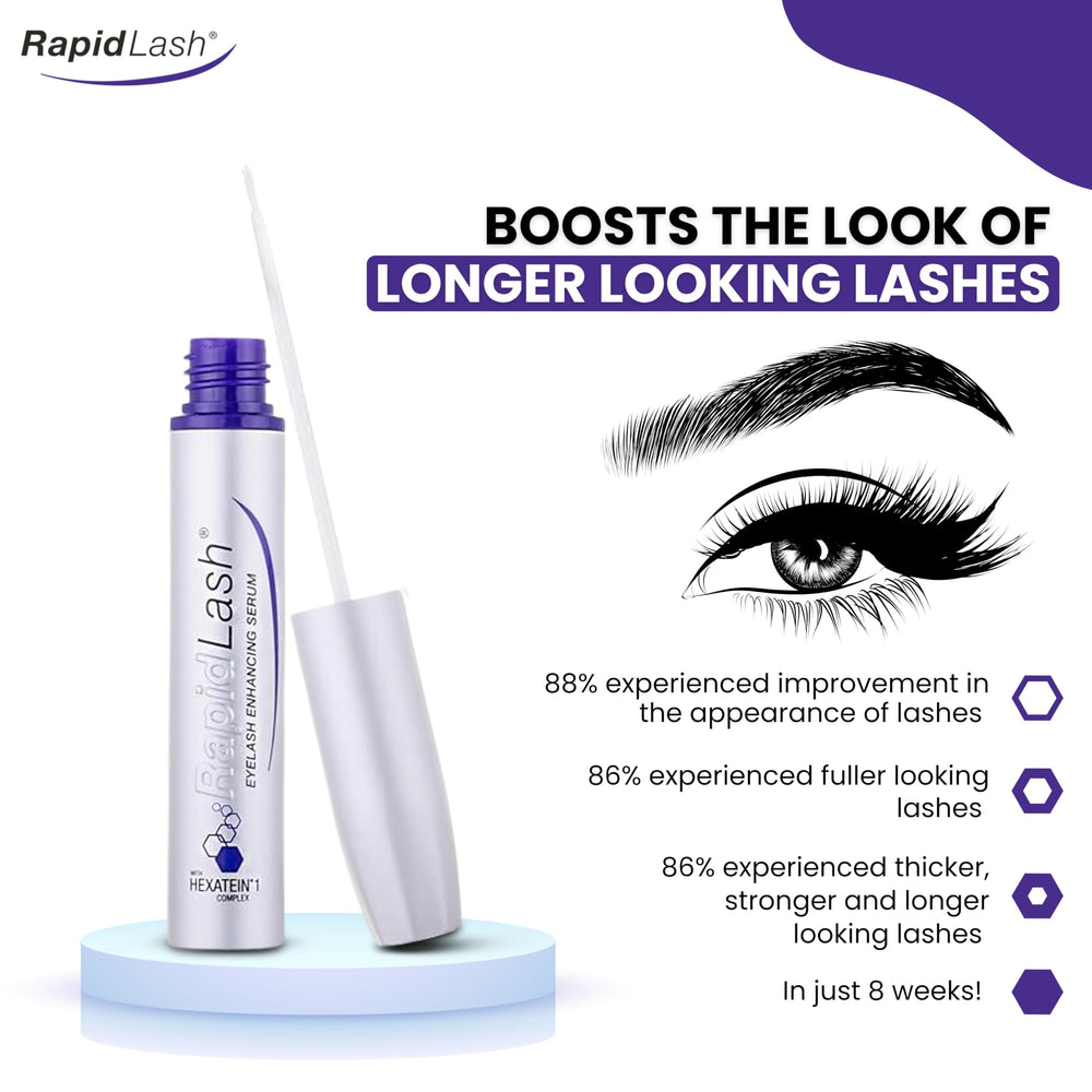 RapidLash fuller lashes after 8 weeks, showcasing length and volume