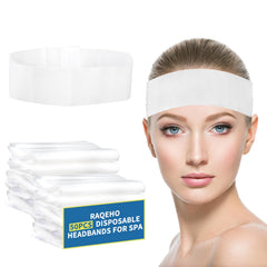 RAQEHO disposable spa headband in packaging keeps hair away during cleansing