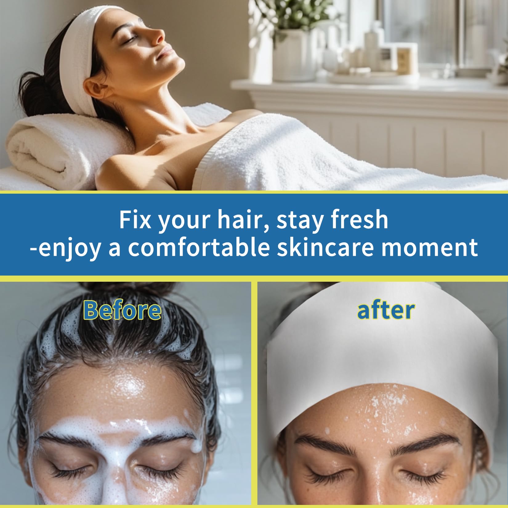RAQEHO esthetician headbands ideal for salons and spa treatments