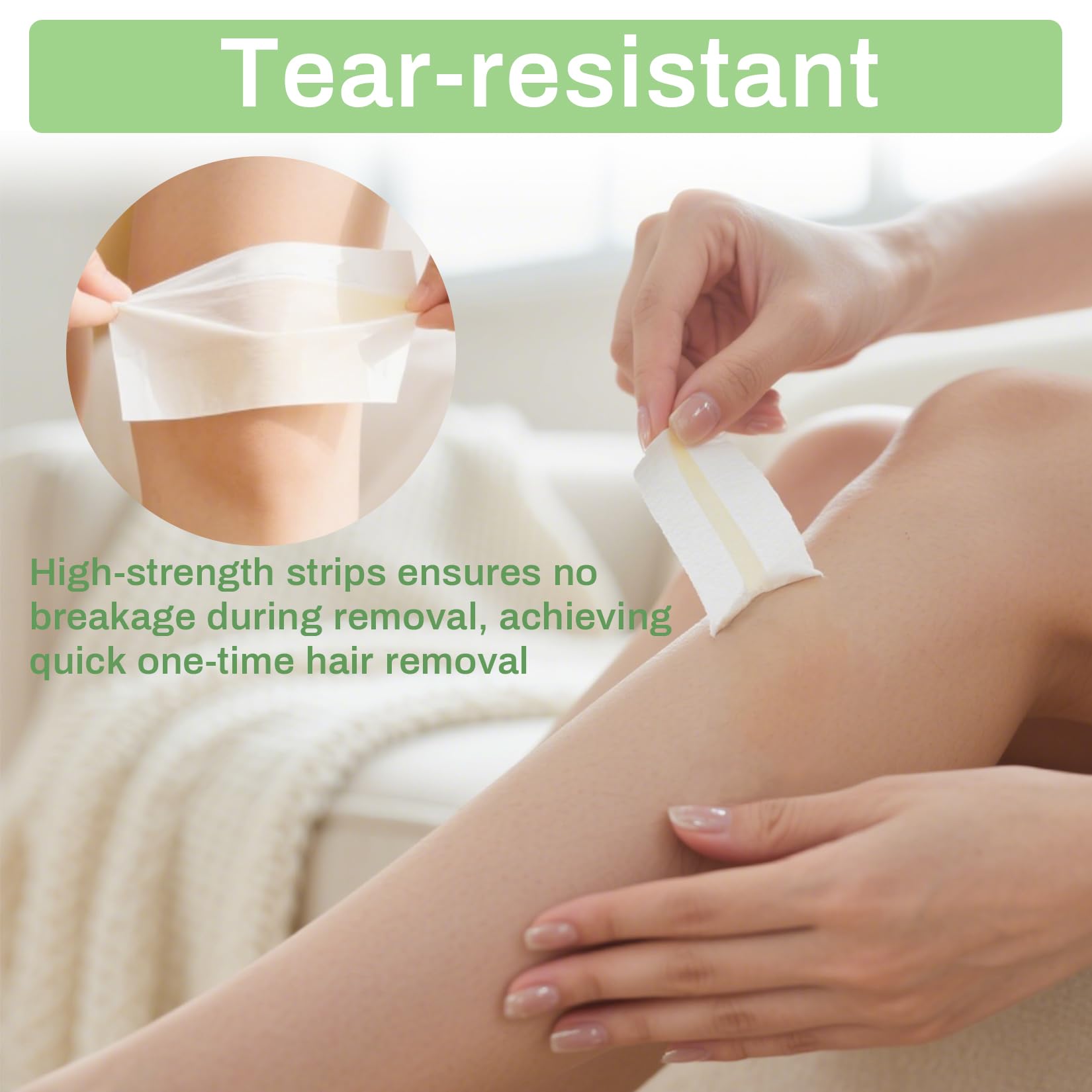 RAQEHO non-woven strips provide smooth skin after waxing.