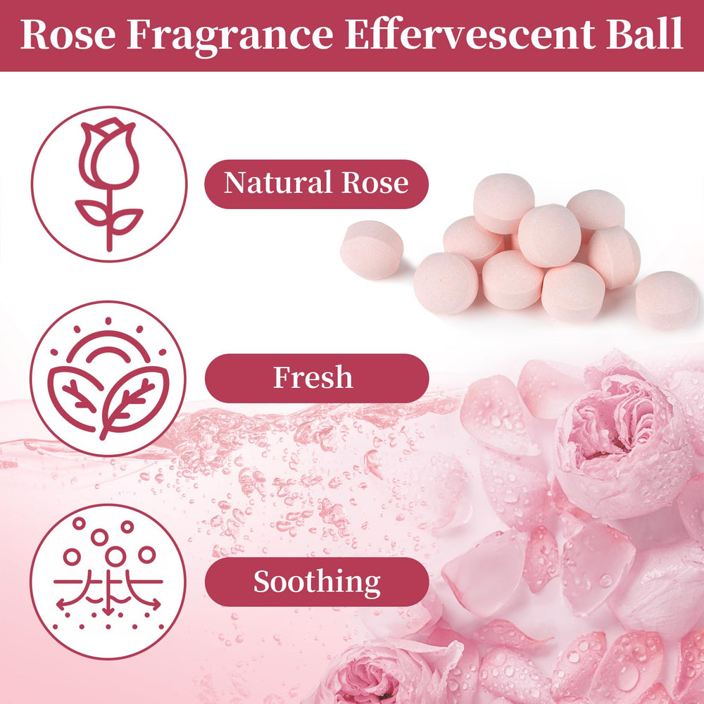 RAQEHO Rose Soak Ball dissolving action releases oils for a gentle soak