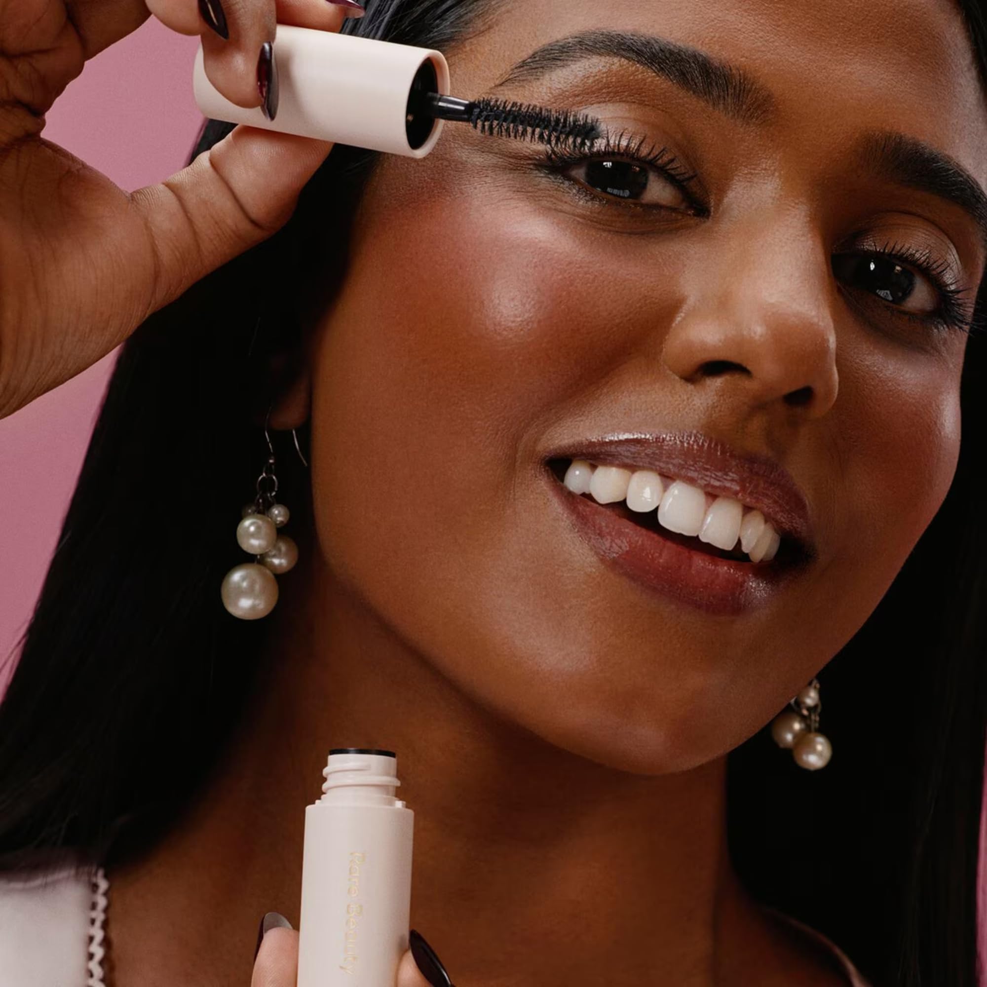 Rare Beauty lash and brow essentials set packaging shown for on-the-go use.