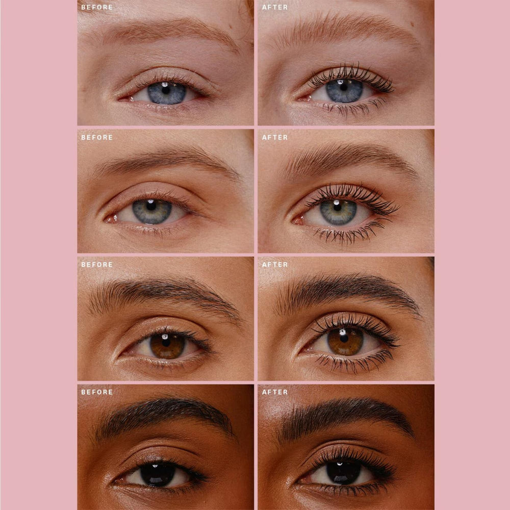 Rare Beauty mascara brush close-up emphasizing precise volume control.