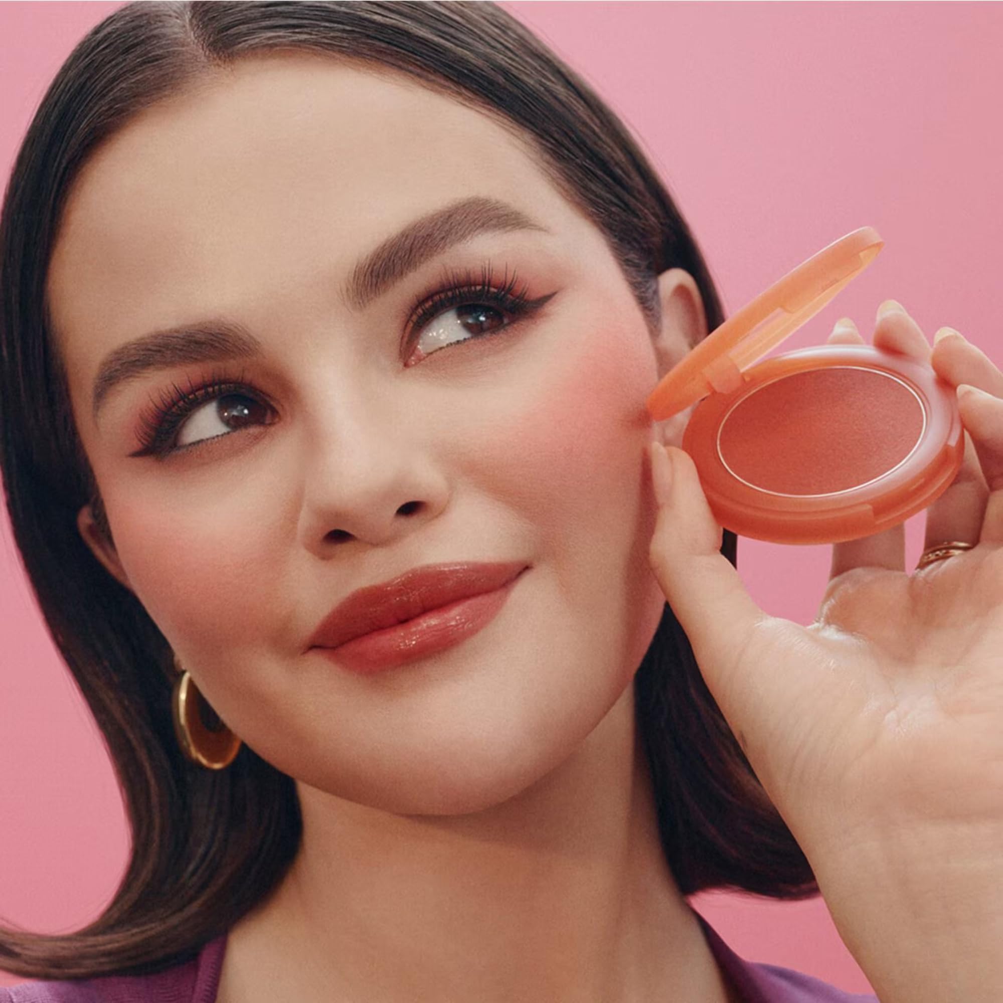Rare Beauty Soft Pinch Liquid Blush Worth mini close-up with natural glow