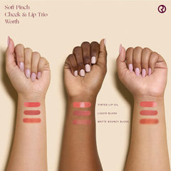 Rare Beauty Soft Pinch Matte Bouncy Blush Worth mini swatch and color depth