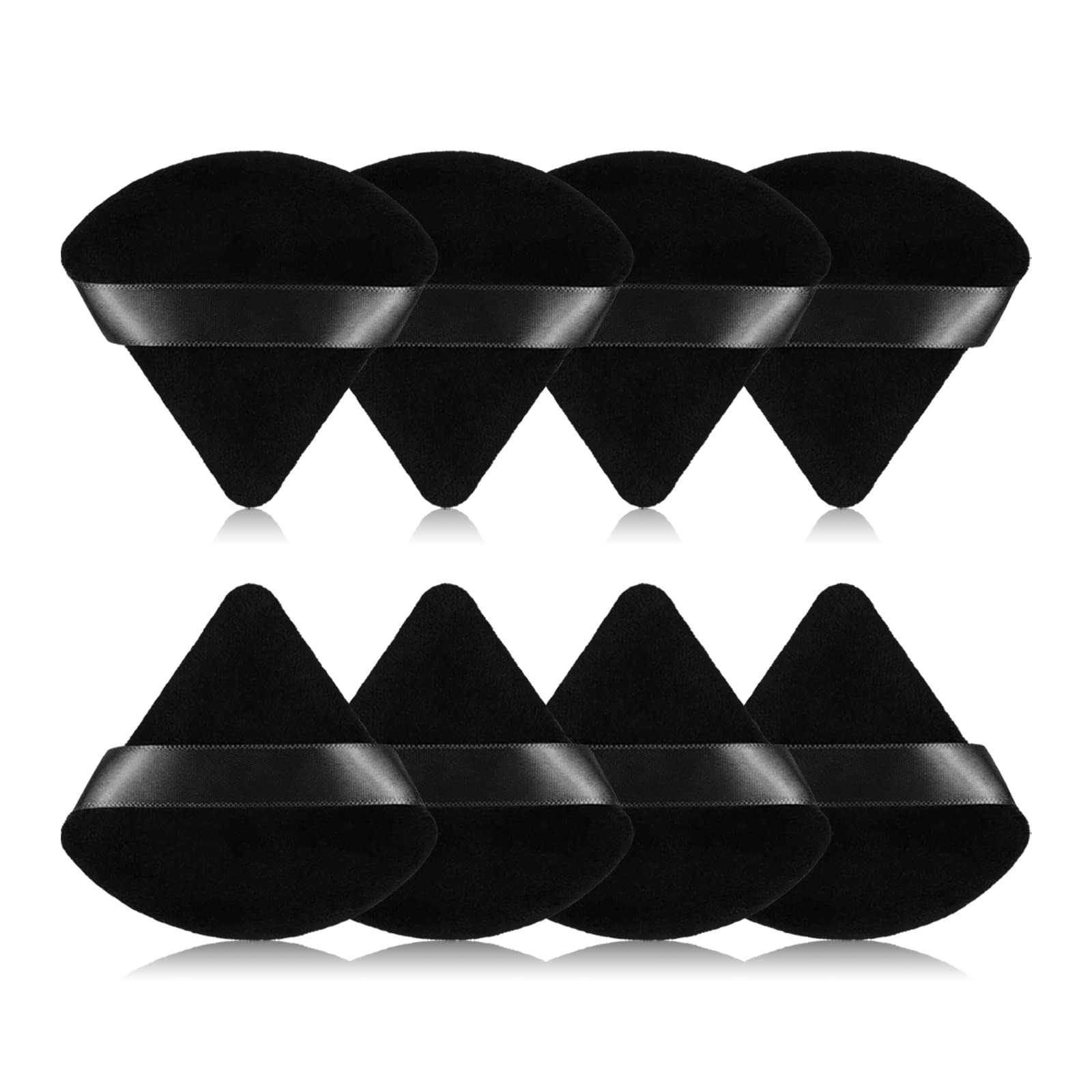 rareius triangular powder puff front view shows velvet texture for a smooth foundation finish