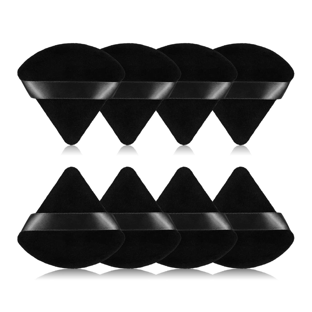 rareius triangular powder puff front view shows velvet texture for a smooth foundation finish