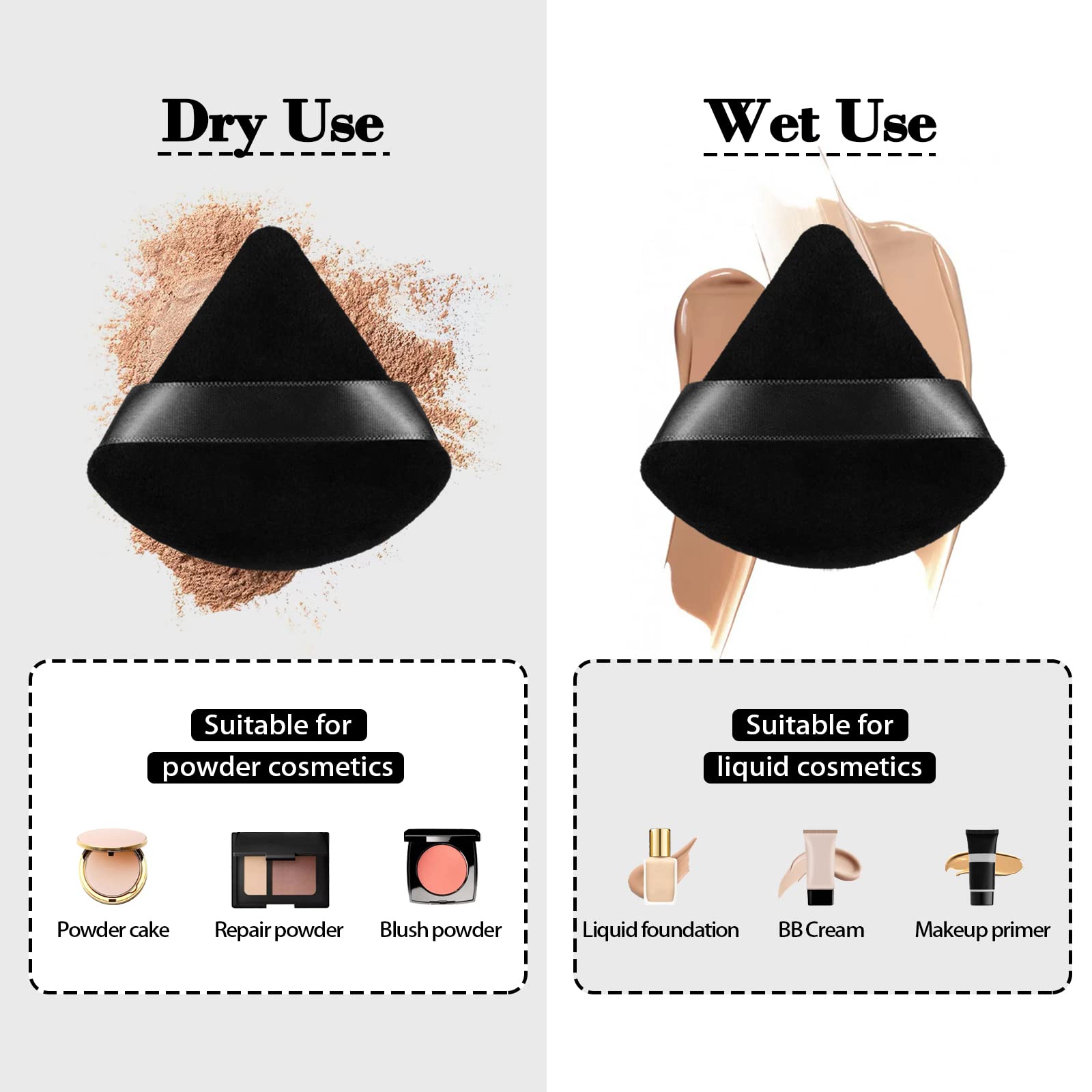 rareius triangular puff triangle side ideal for eyes and nose area for detailed blending