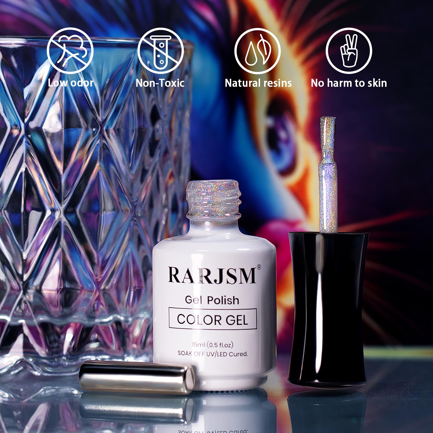 RARJSM close-up of 9D cat eye glitter pigments under light.