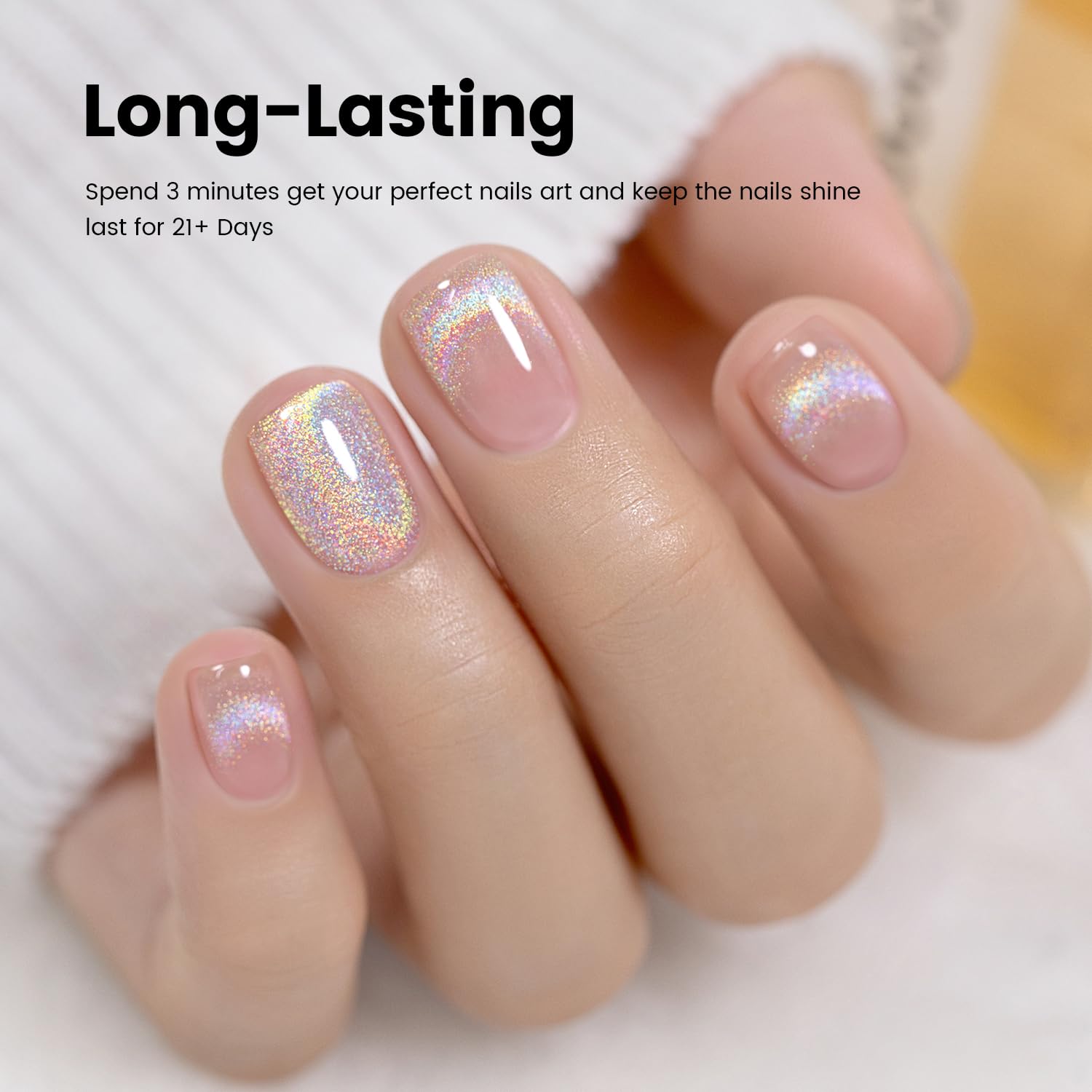 RARJSM cat eye gel polish swatch displaying rainbow shift under light.