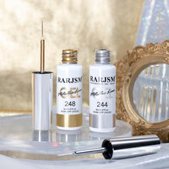 RARJSM Diseños de uñas con arte metalico en plata y oro.