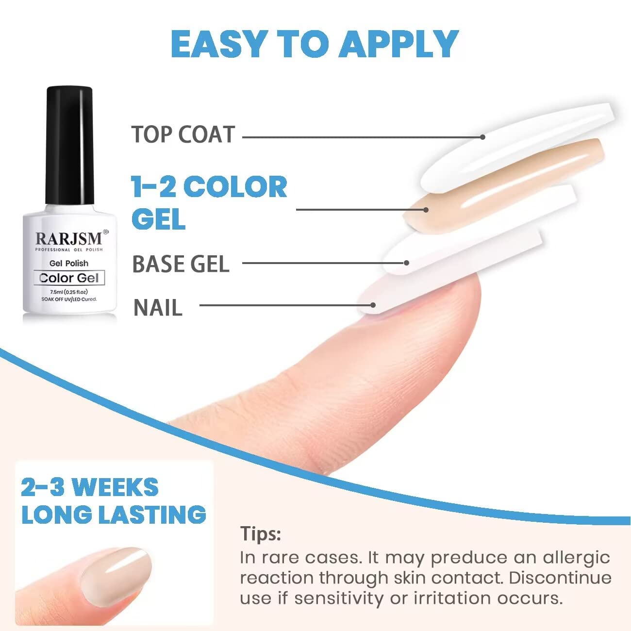 RARJSM esmalte gel tono natural, precauciones de uso
