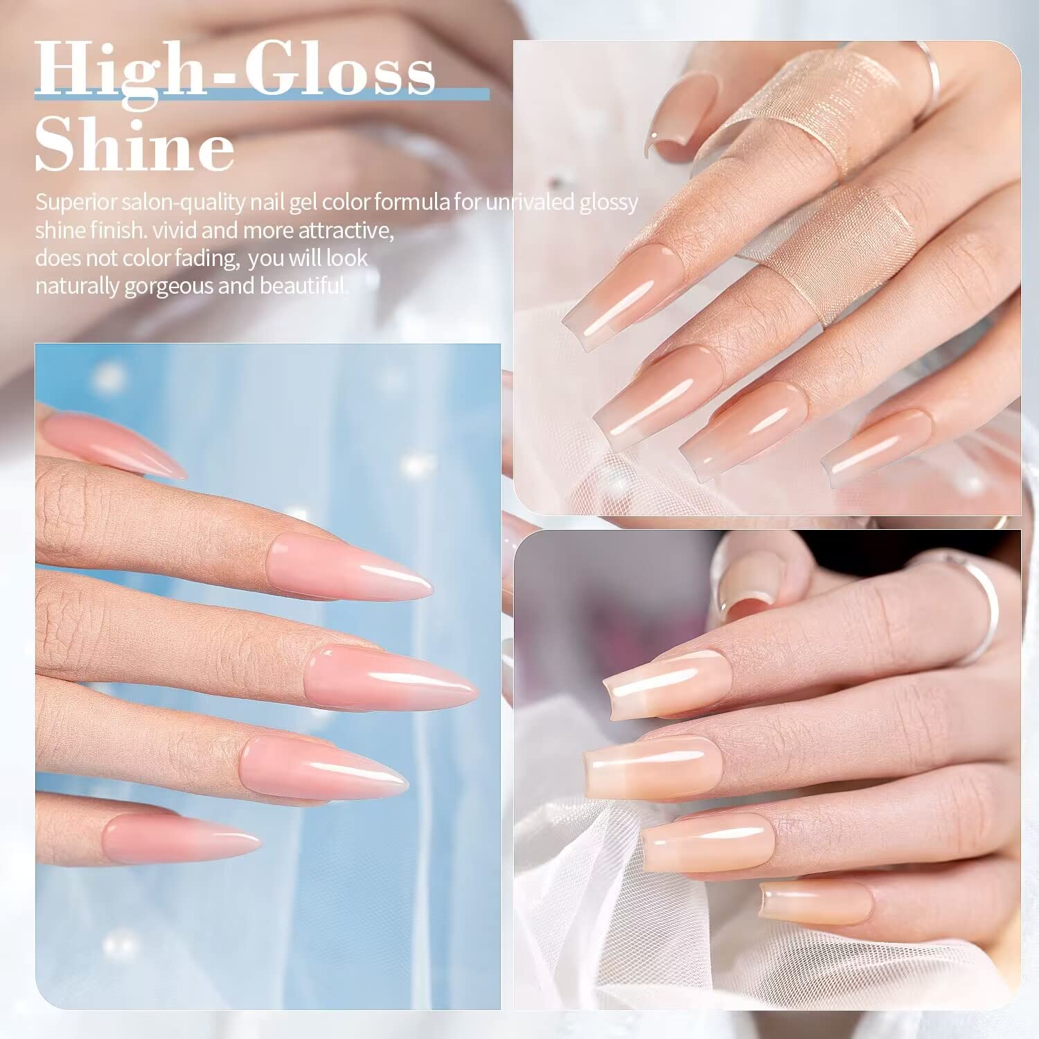 RARJSM gel tono natural translúcido para uñas sutiles