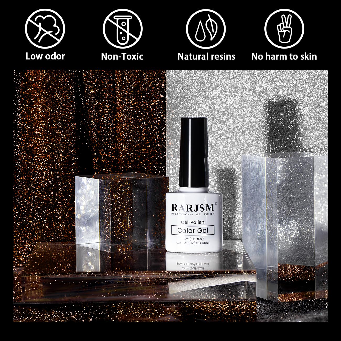 RARJSM flash-light reflection reveals dramatic shimmer on nails.