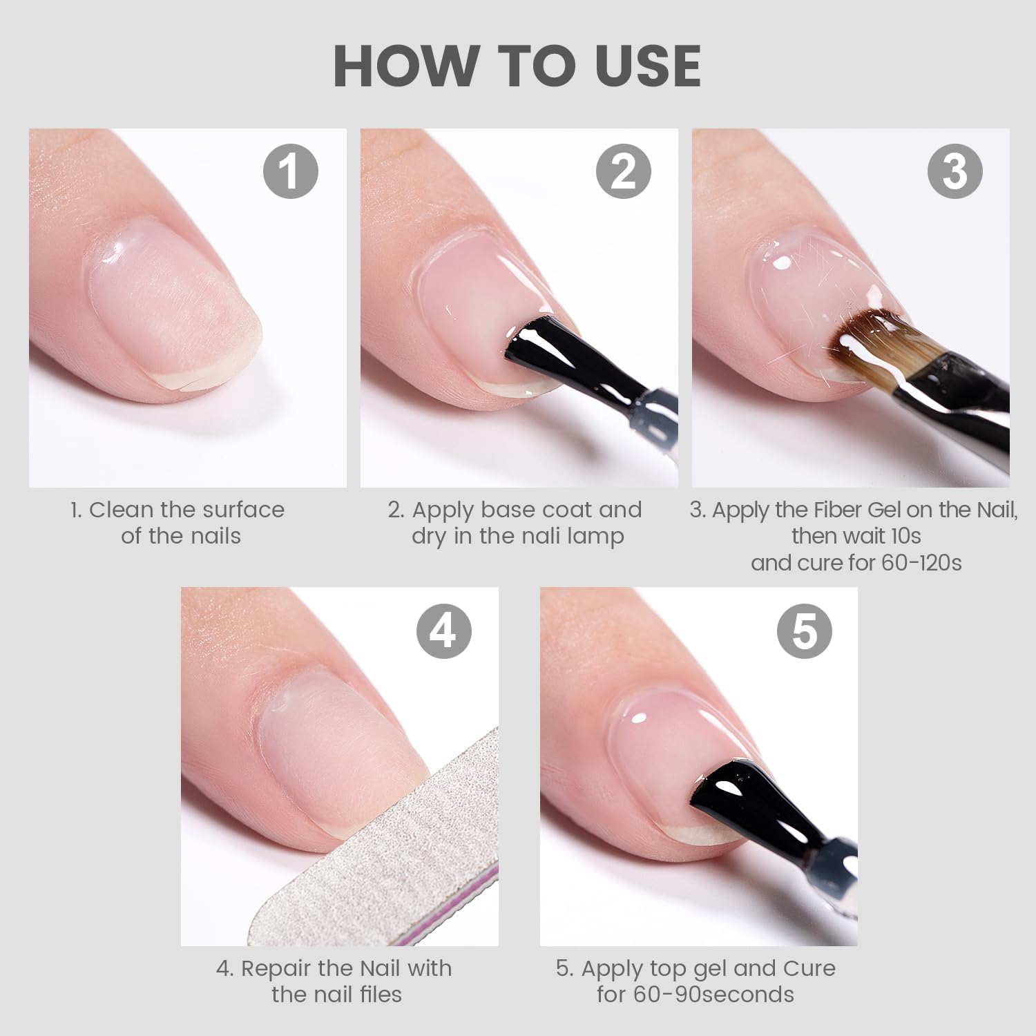 Gel RARJSM para reparacion de uñas dañadas con soporte visible.
