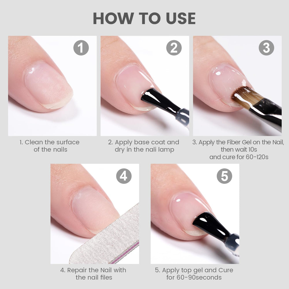 Gel RARJSM para reparacion de uñas dañadas con soporte visible.