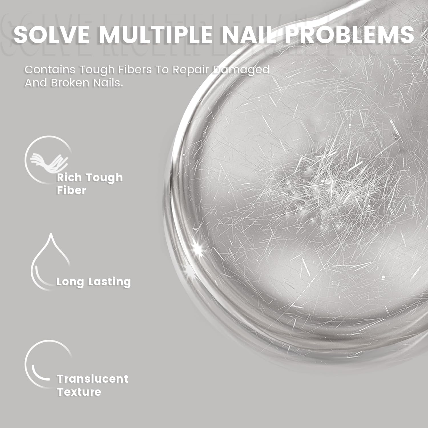 Gel transparente de base RARJSM para uñas que permite arte duradero.