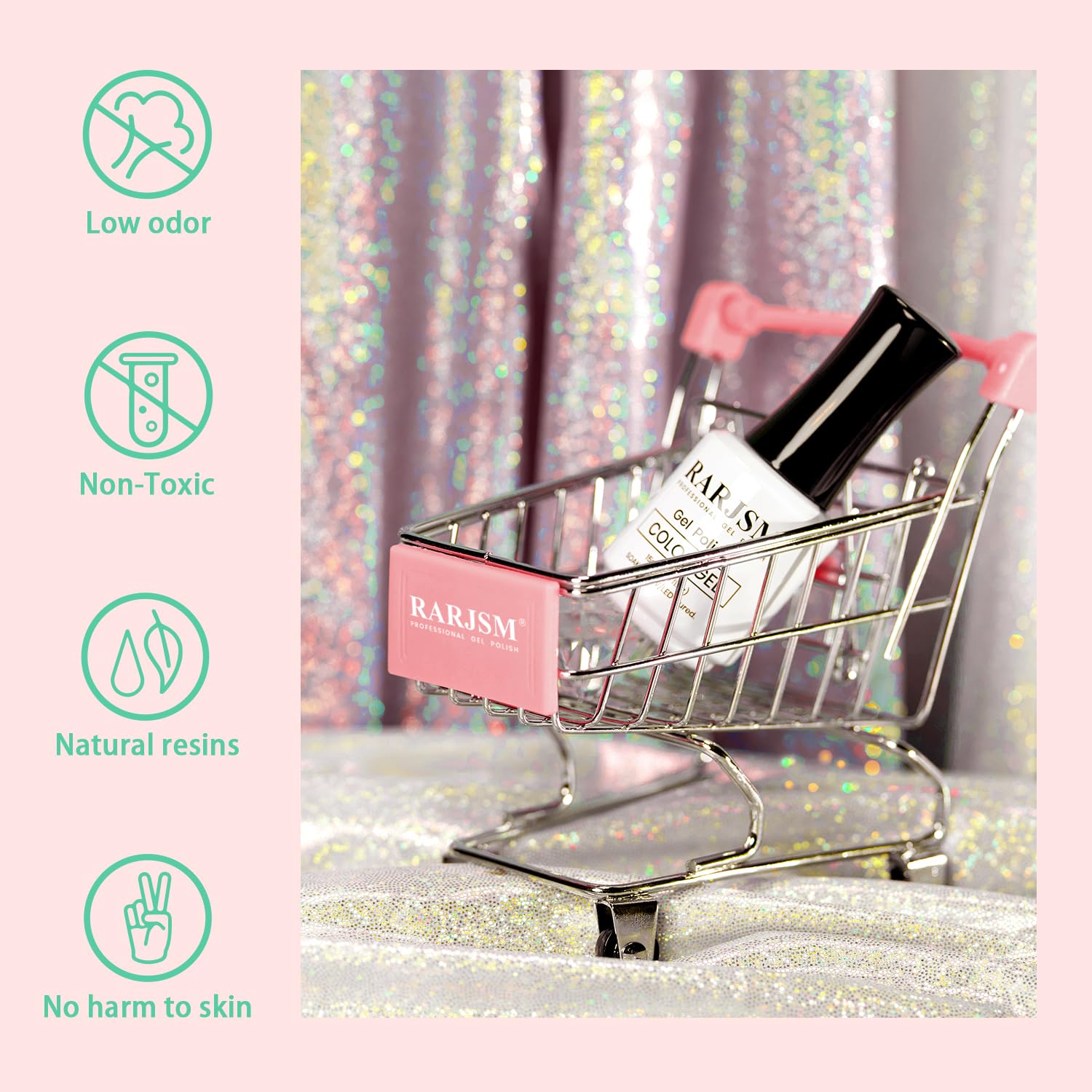 RARJSM Glitter Gel Cura LED/UV: curado rápido para uñas brillantes