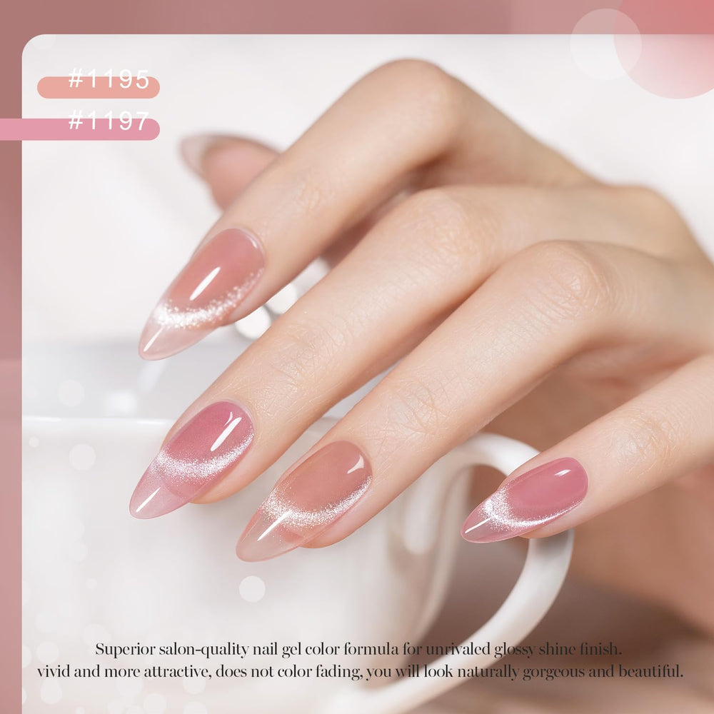 Magnet stick demonstrates cat eye depth and light reflection on nails.