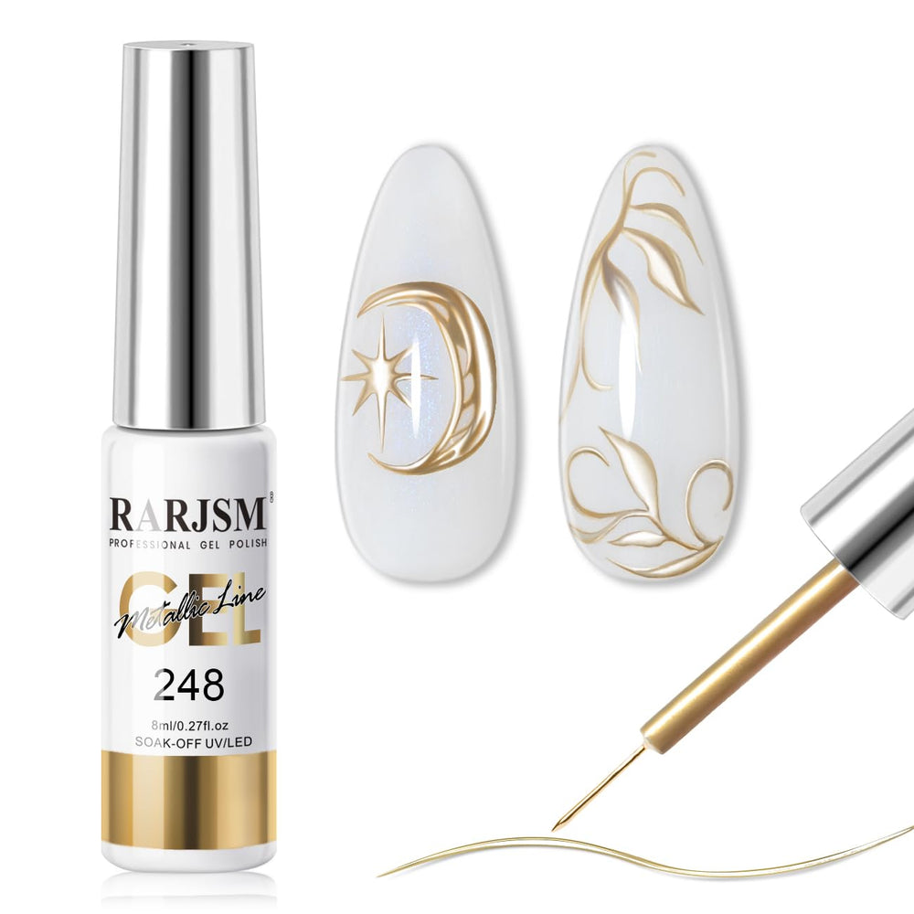 RARJSM metallic nail art gel liner bronze gold bottle highlights a luxe manicure
