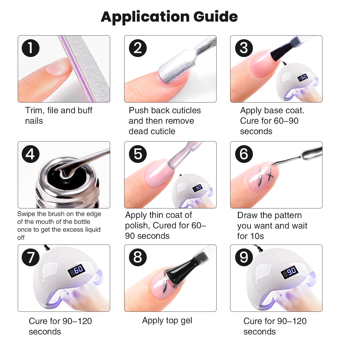 RARJSM chrome gel line being applied for accent nails at home.