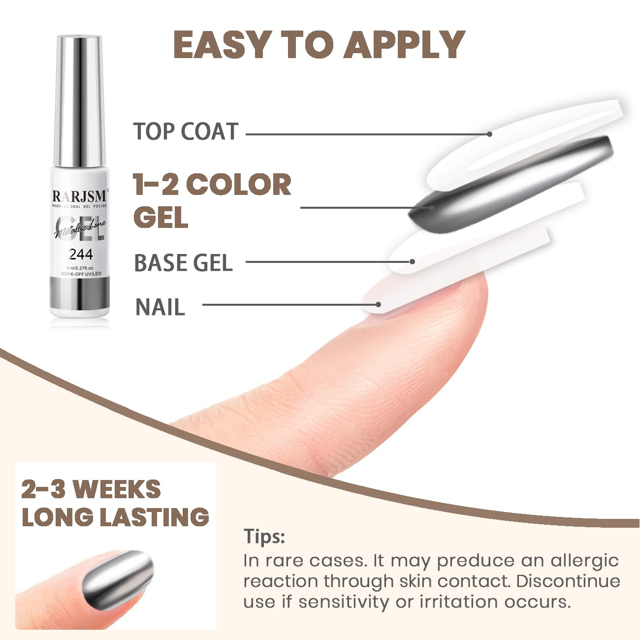 RARJSM 8ml packaging signals easy at-home salon projects.