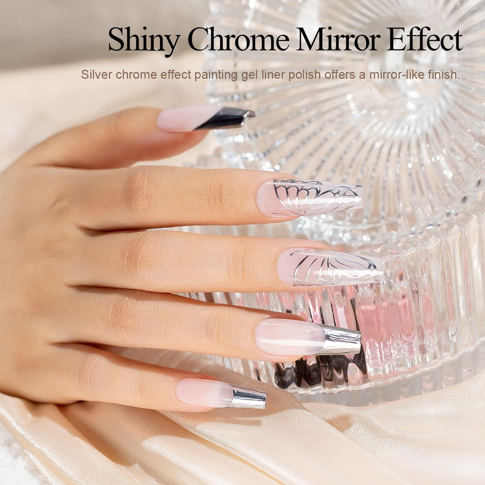 RARJSM Metallic Silver Gel Liner catches light for high-shine chrome look.