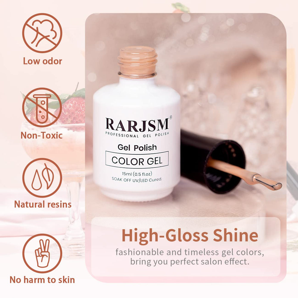 RARJSM Milky Rose gel polish on nail displays natural pink manicure