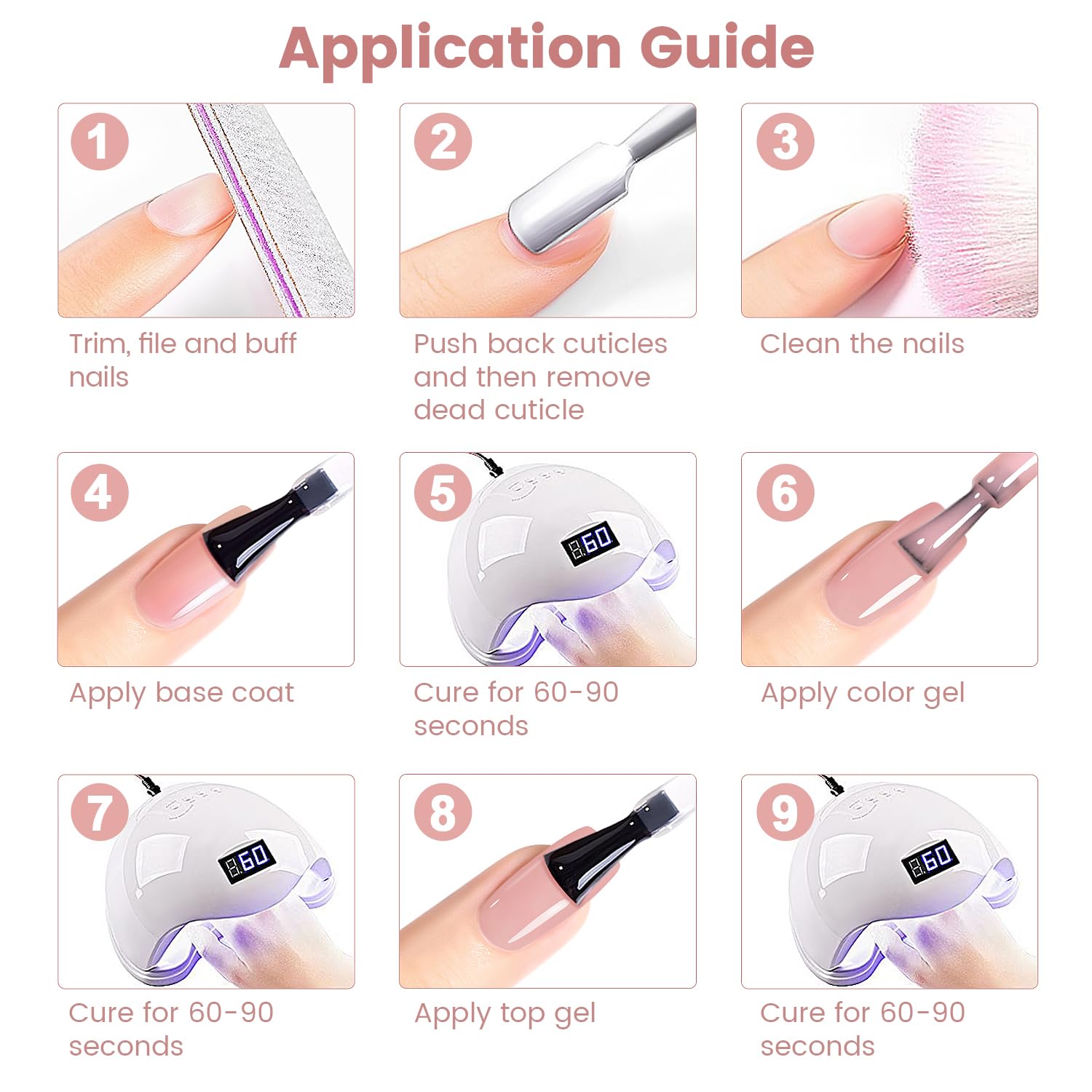 RARJSM nude gel polish application guide visual for beginners