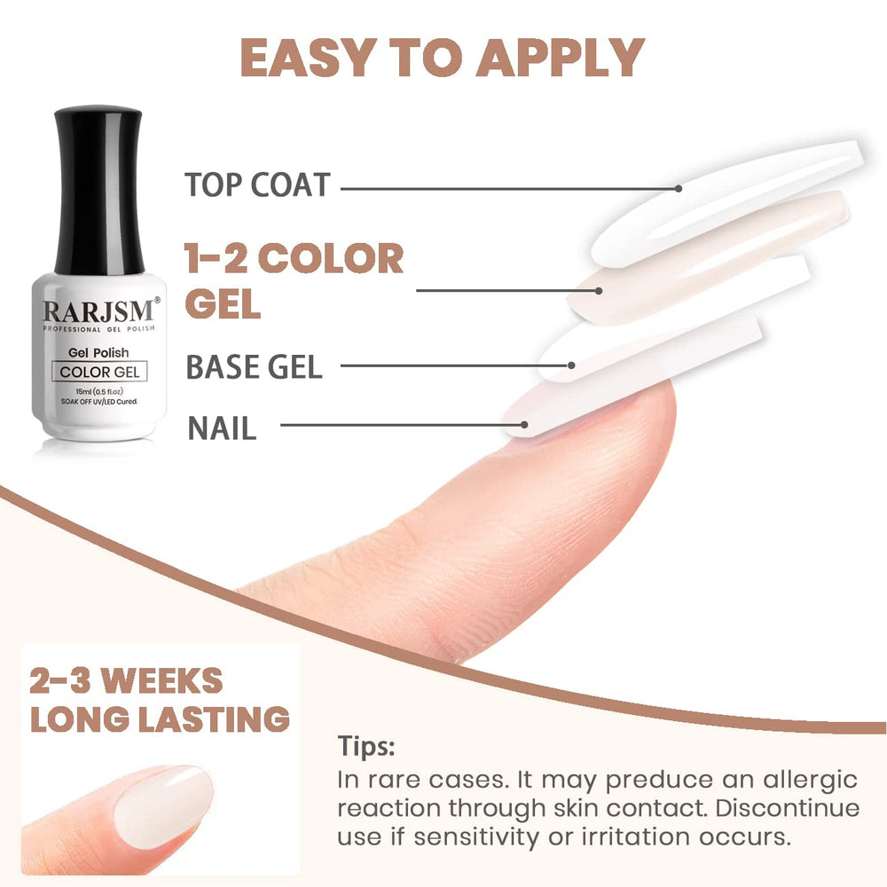RARJSM nude gel polish cured under LED lamp for durable shine.