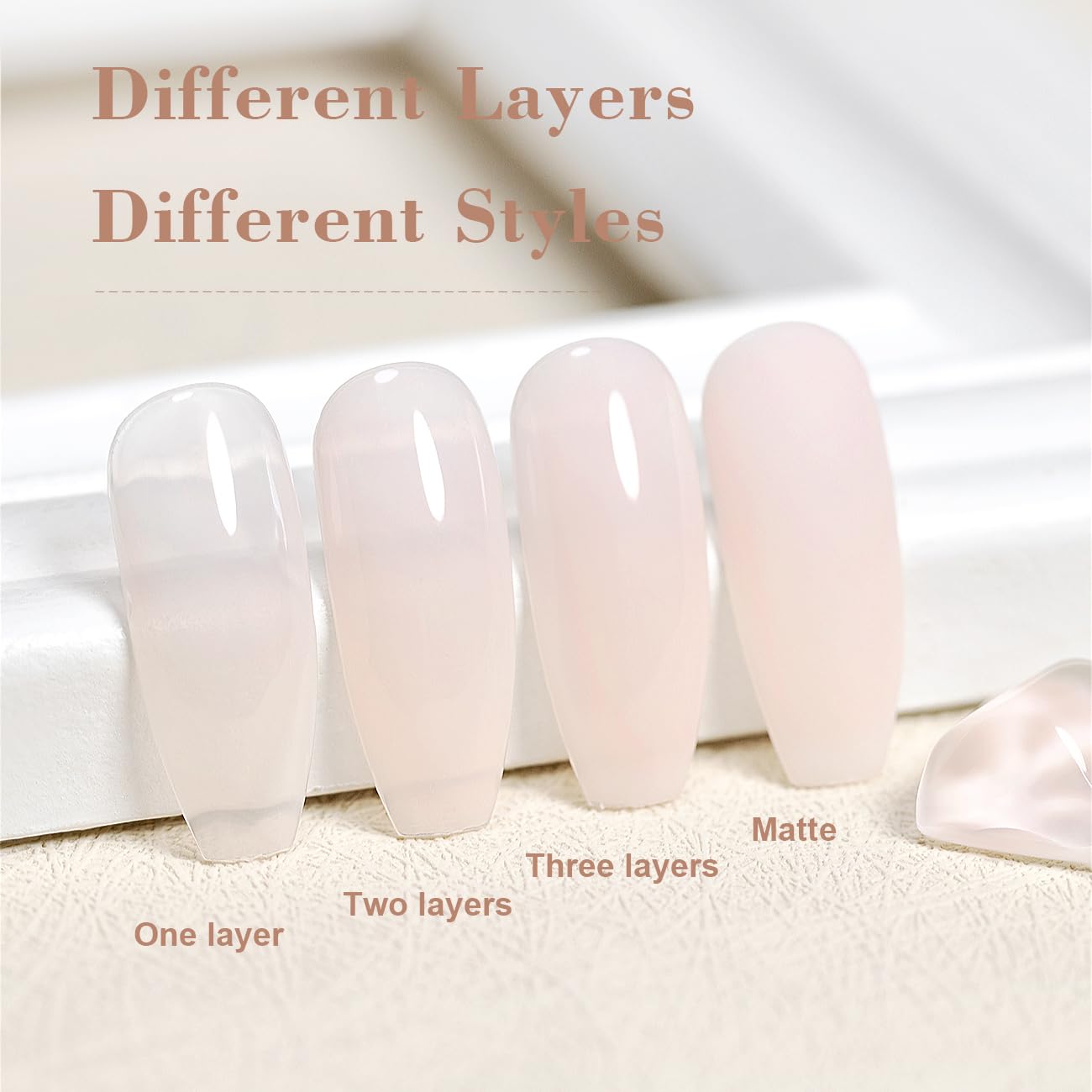 RARJSM nude gel polish natural finish on nails for a chic look.