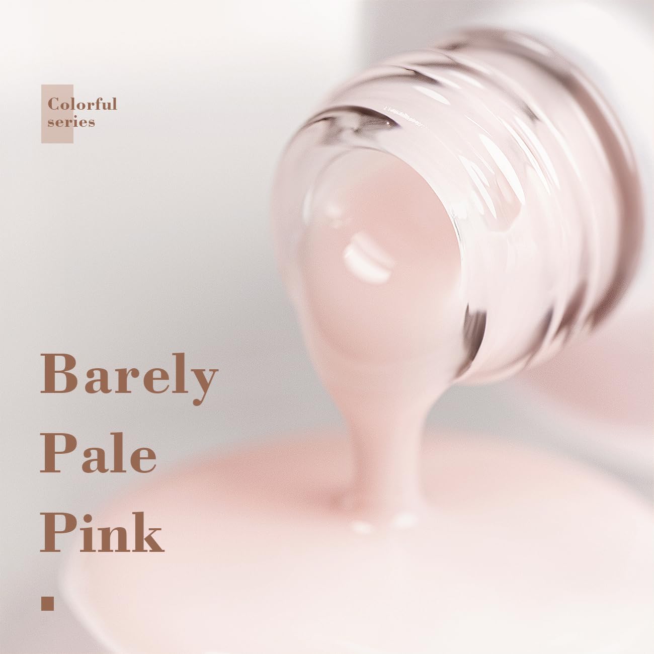 RARJSM nude gel polish provides translucent pink wash on nails.
