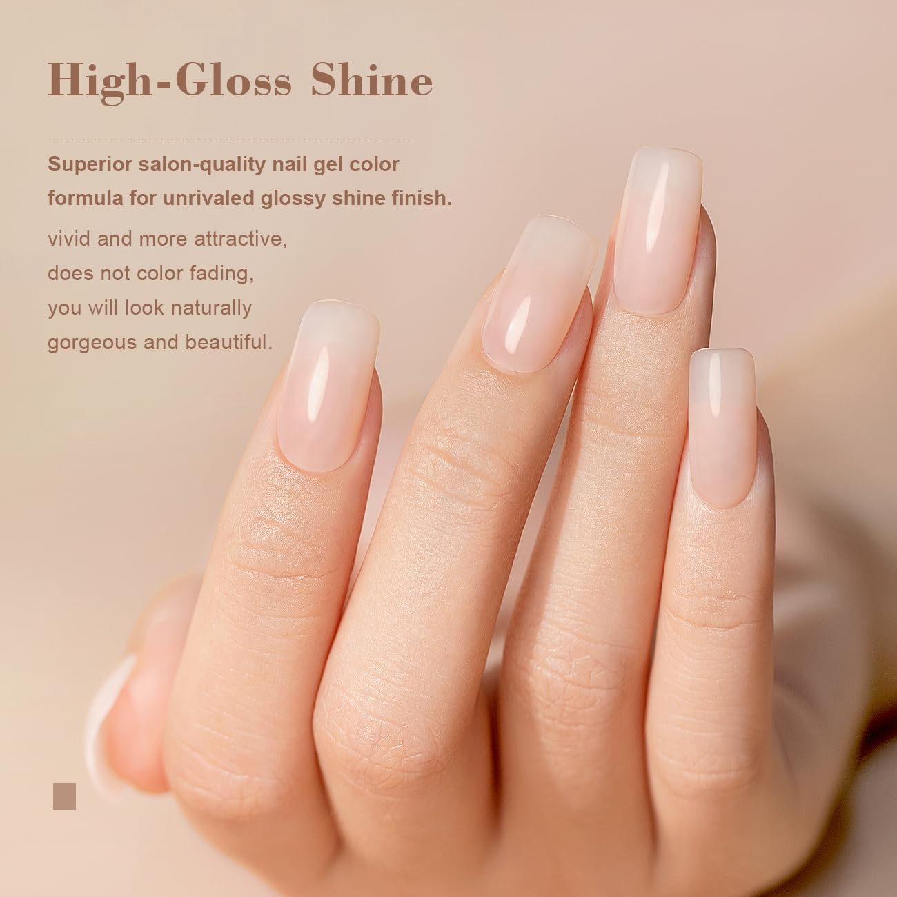 RARJSM nude gel polish swatches show sheer pink softness on nails.