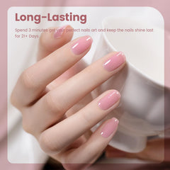 RARJSM swatch on nail displaying sheer pink nude with natural shine