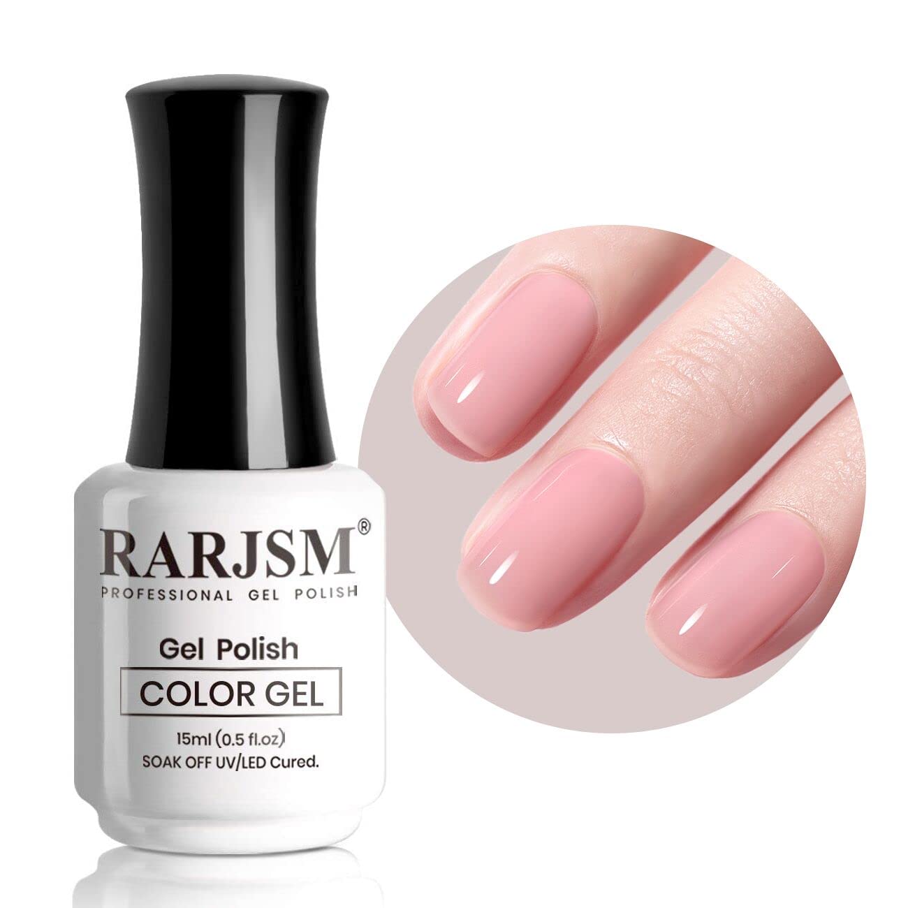 RARJSM nude pink bottle ready for easy at-home manicure routine