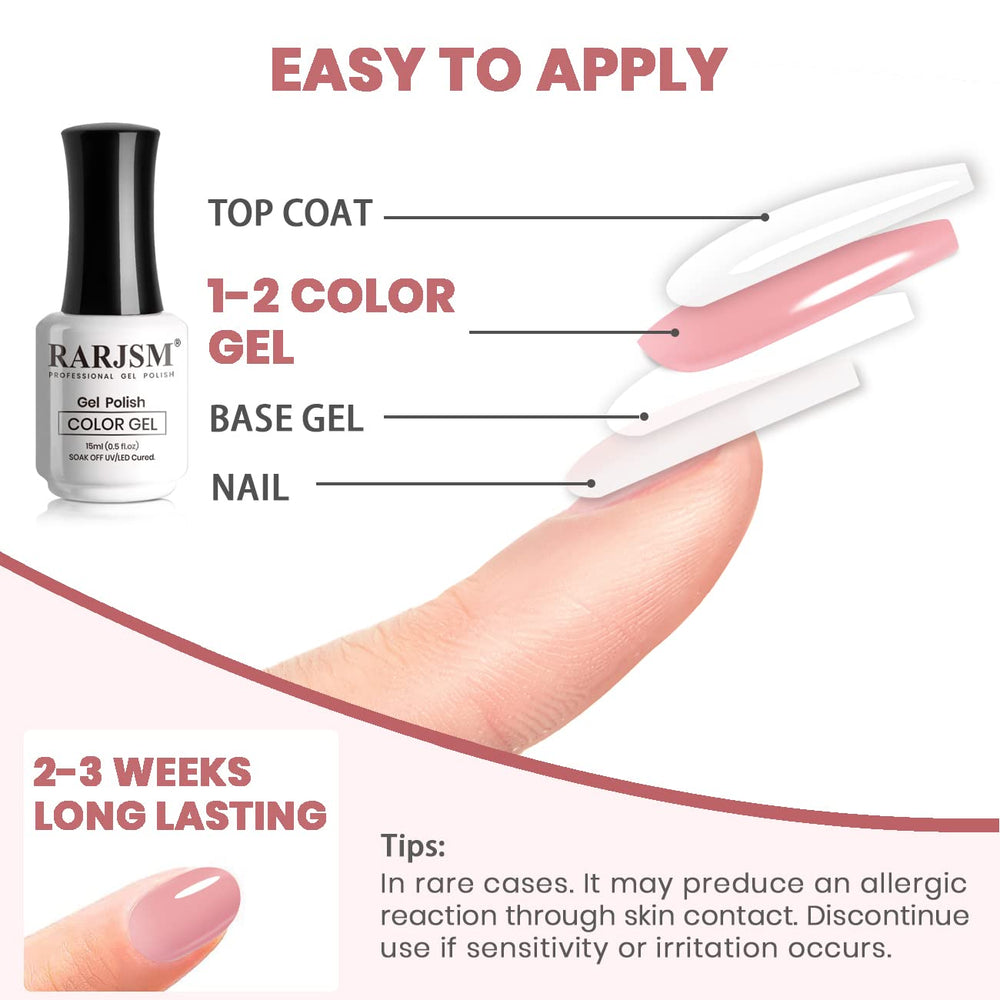 RARJSM nude pink gel in multiple layers for customizable opacity