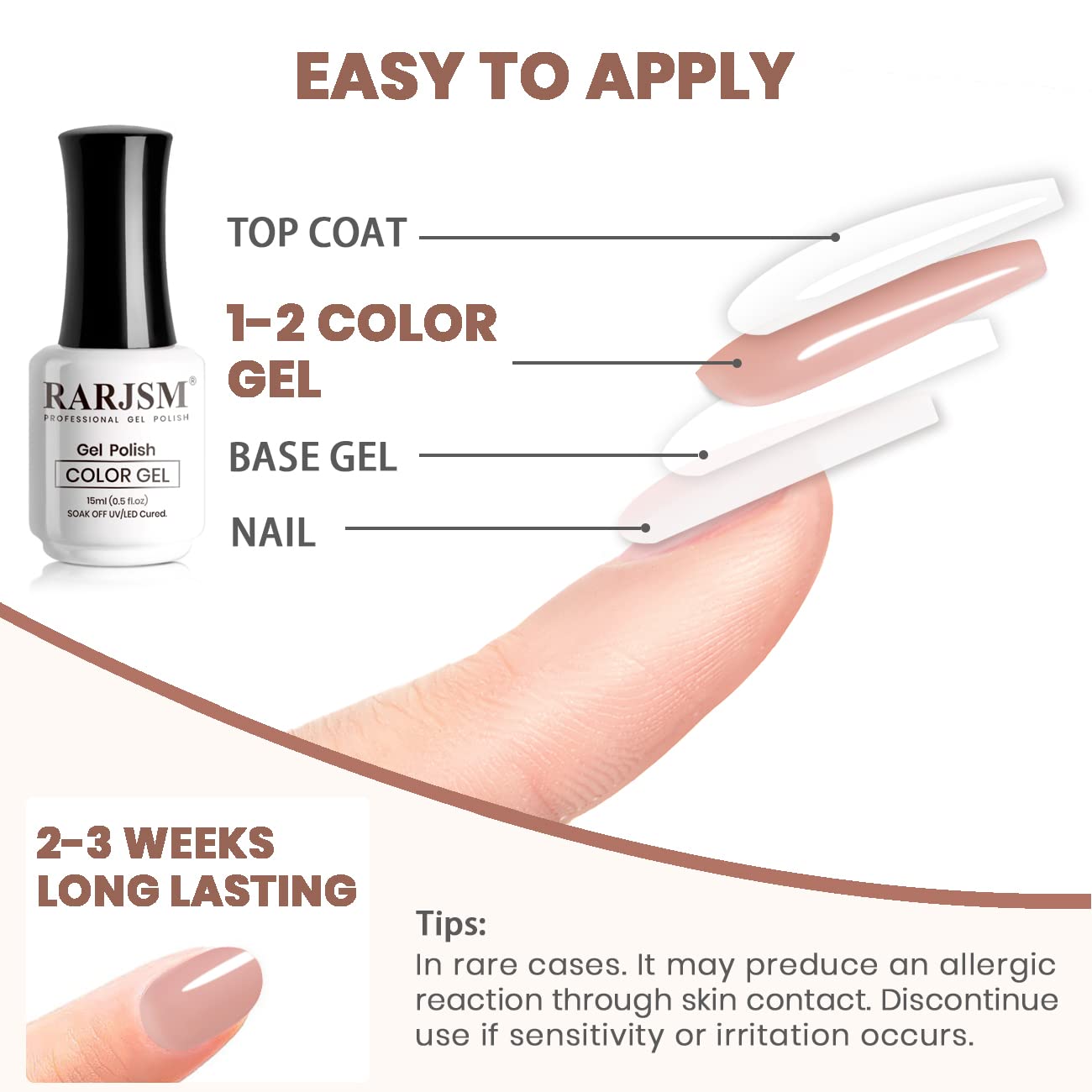 RARJSM nude sheer nail layer demo showing buildable coverage