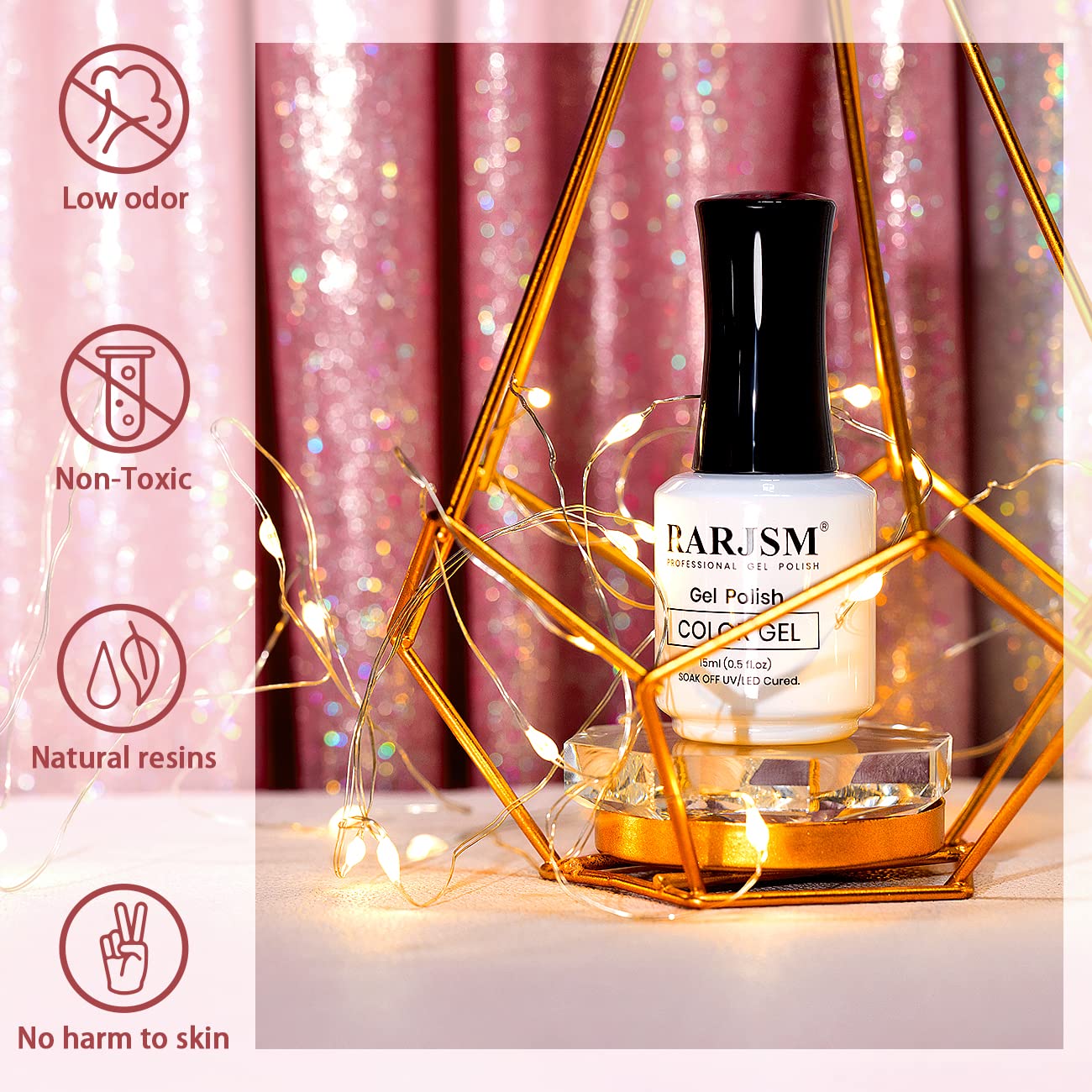 RARJSM nude pink under LED/UV lamp cures quickly for fast results