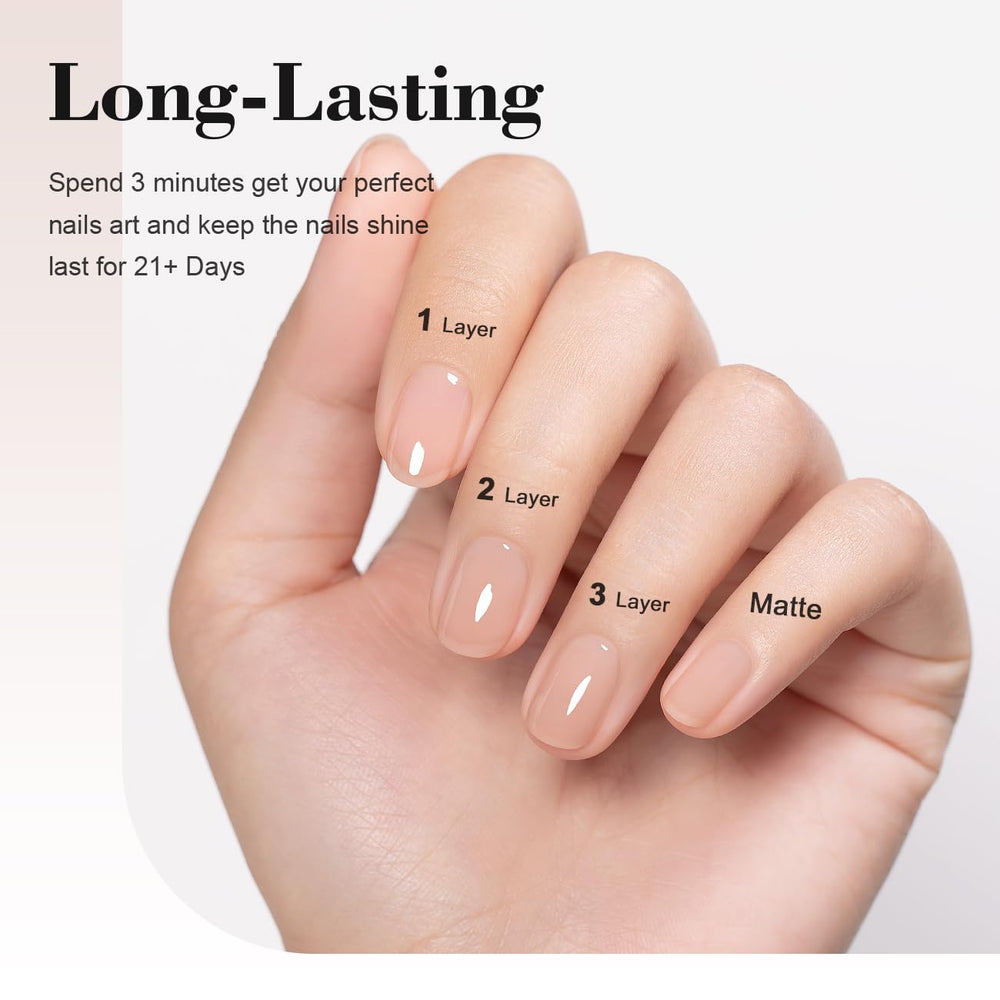 RARJSM Sheer nude pink shown in a single coat for quick natural look.