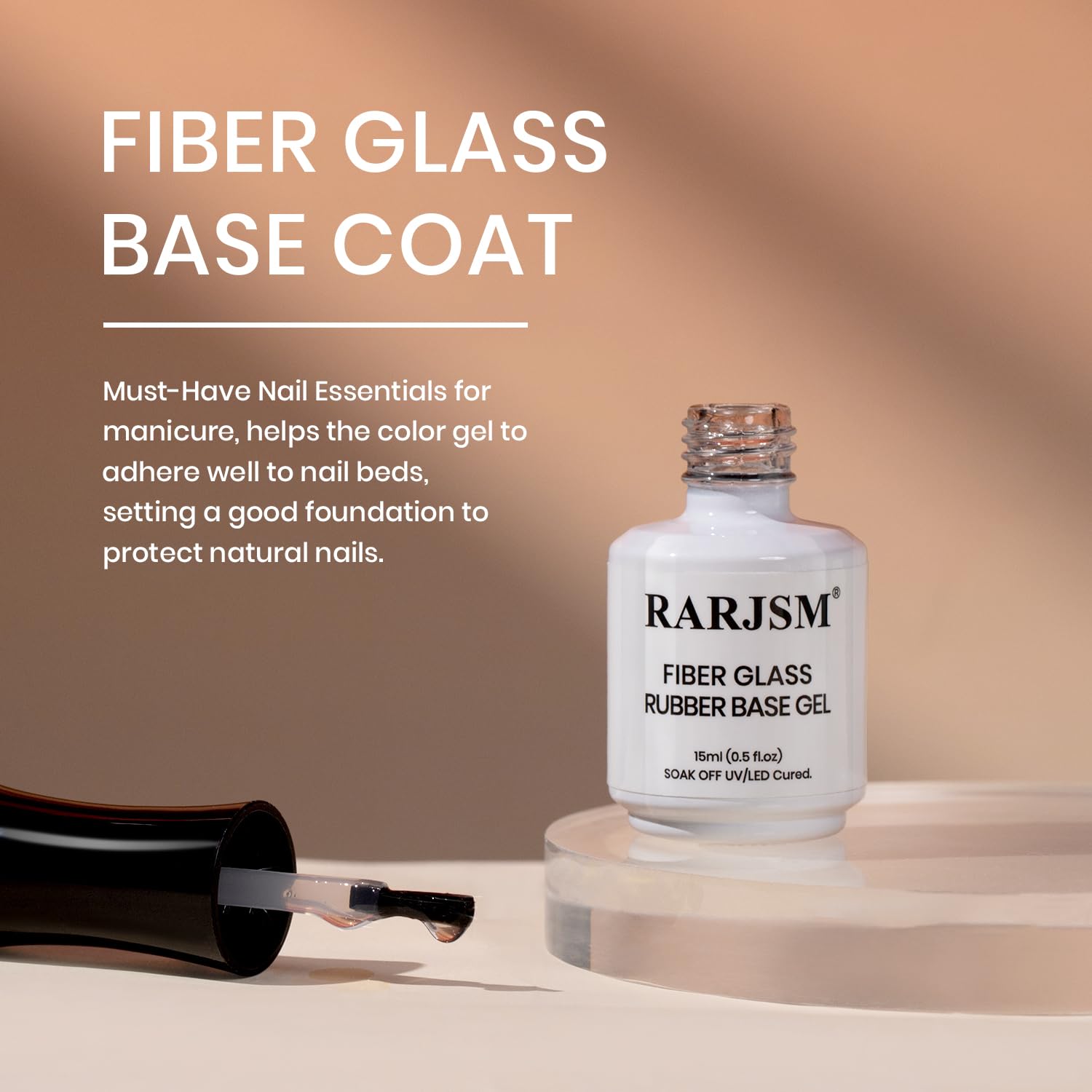 RARJSM tacky residue base gel supports adherence of subsequent colors for reliable nail art.